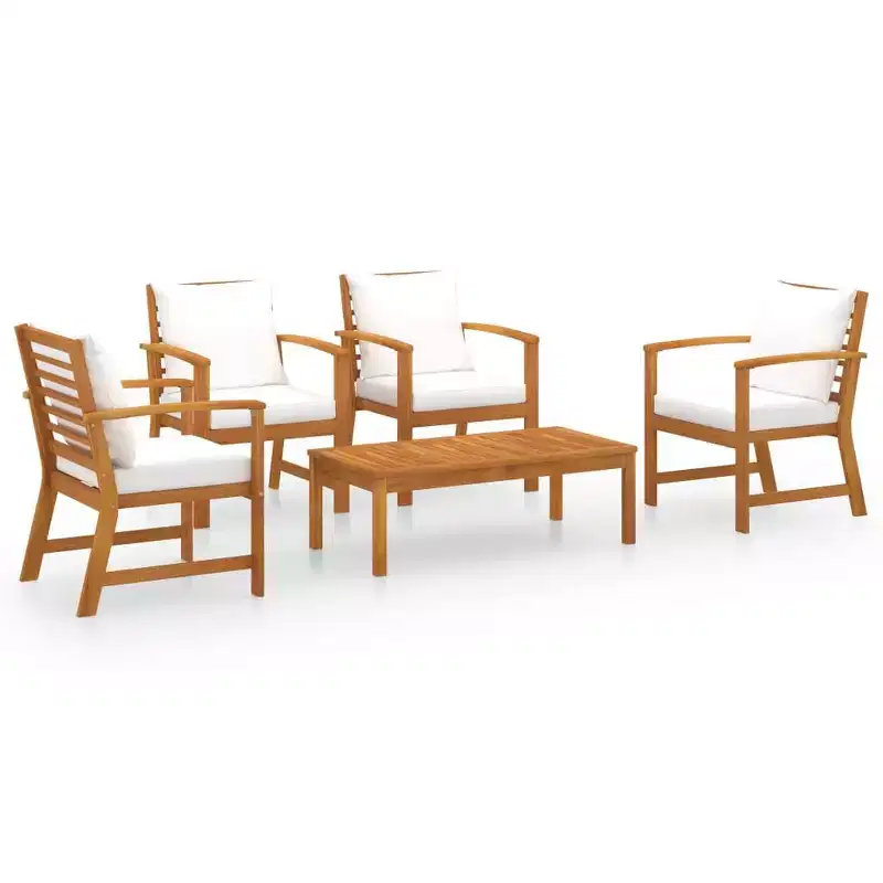 vidaXL Garden Lounge Set Grey Solid Acacia Wood, 100% Polyester Standard