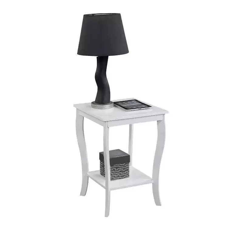 Square End Table with Spacious Two Tier Shelves, Transitional Accent Table Perfect for Storage and Stylish Living Room Dcor