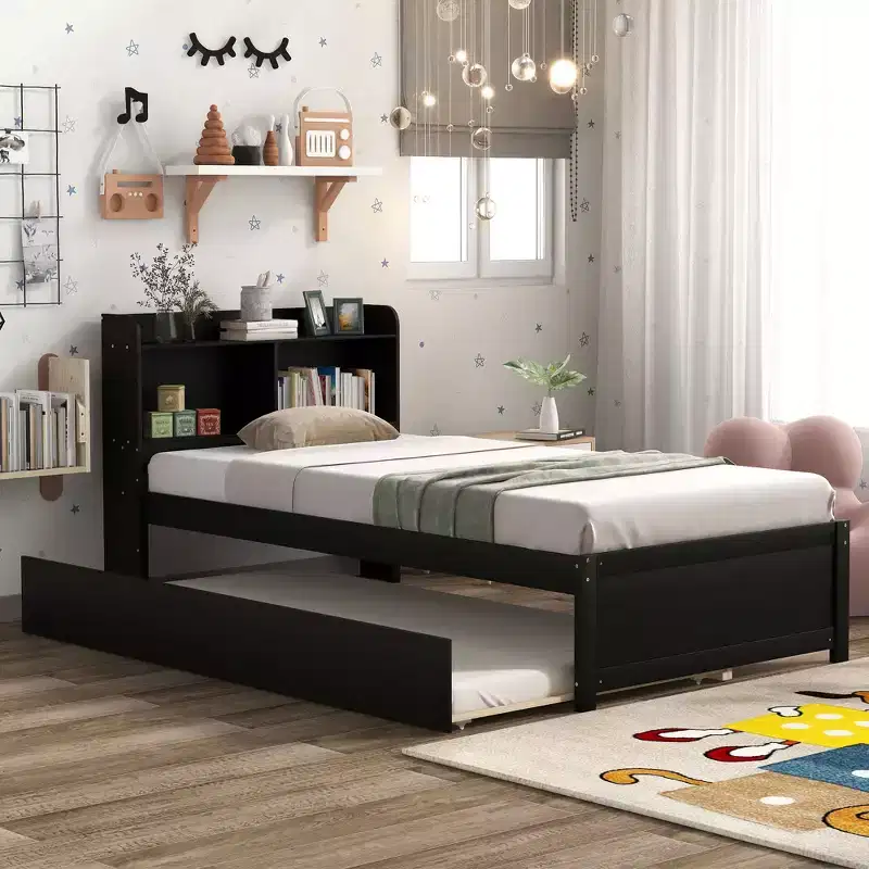 Twin Bed Frame Under-Bed Storage No Box Spring Needed Noise-Free Design