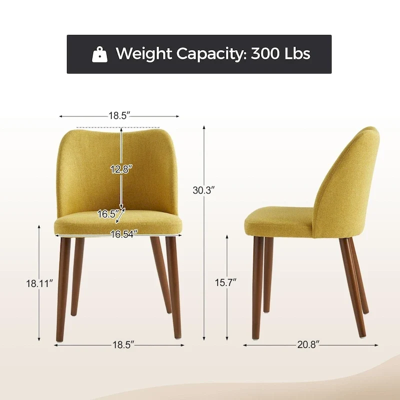 Solid Wood Dining Chair Set of 4 with Curved Backrest