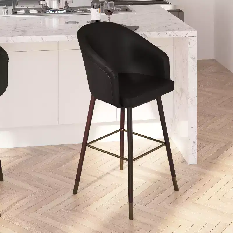 Merrick Lane Temperance Modern Wood Frame Stool with Metallic Accents