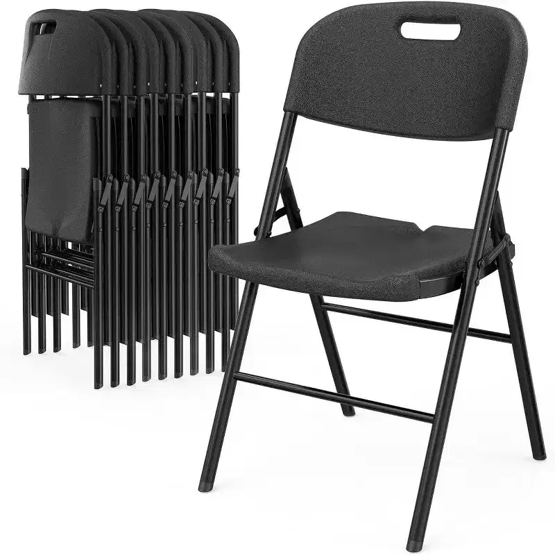 Karl Home 10pcs Foldable Chair Portable Plastic Seat Steel Frame