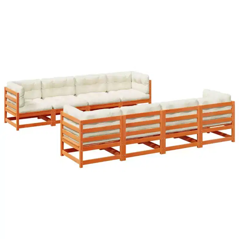 vidaXL 9 Piece Patio Sofa Set Solid Wood Pine