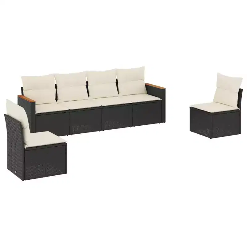 vidaXL 6 Piece Patio Sofa Set with Cushions Poly Rattan