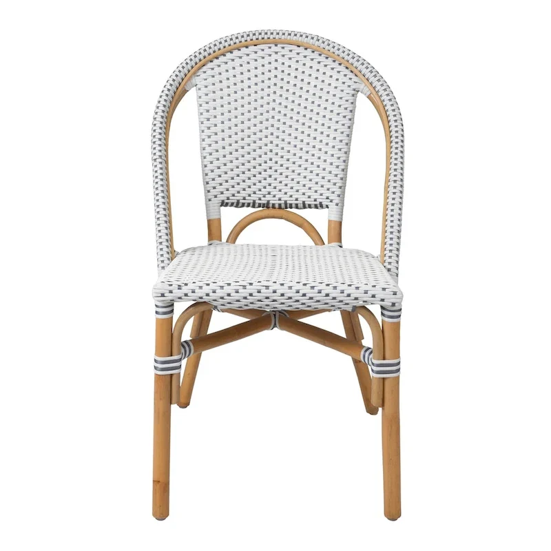 White/Gray Rattan Bistro Chair — 1-Seat