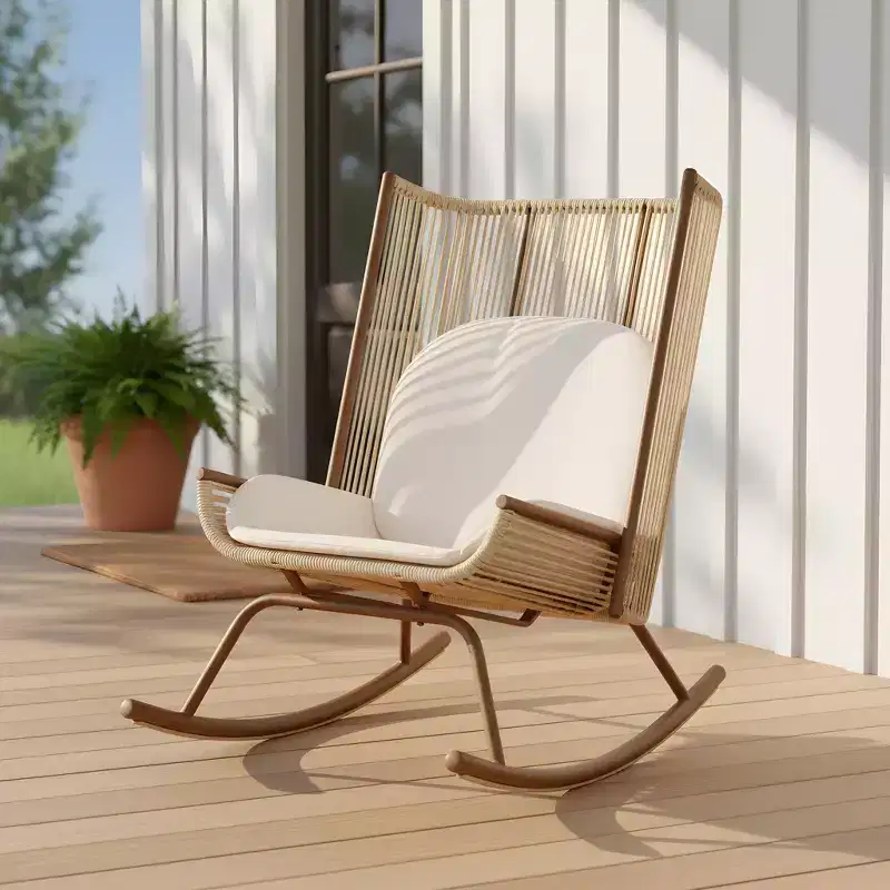 Christopher Knight Home Katerina Farmhouse Outdoor Woven Rattan Rocking Chair with Cushions