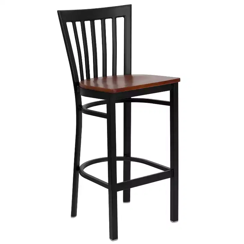 School House Back Metal Restaurant Barstool, Set of 2