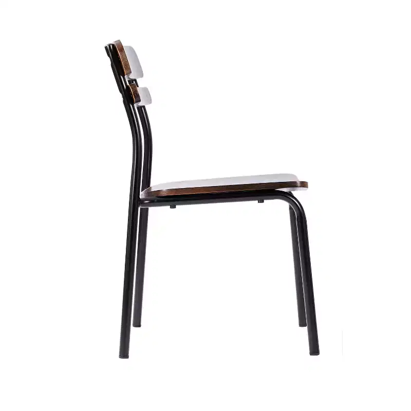 Emma and Oliver Set of 2 Dining Chairs with Metal Frames and Solid Wood Seats and Backs with Antique Finishes