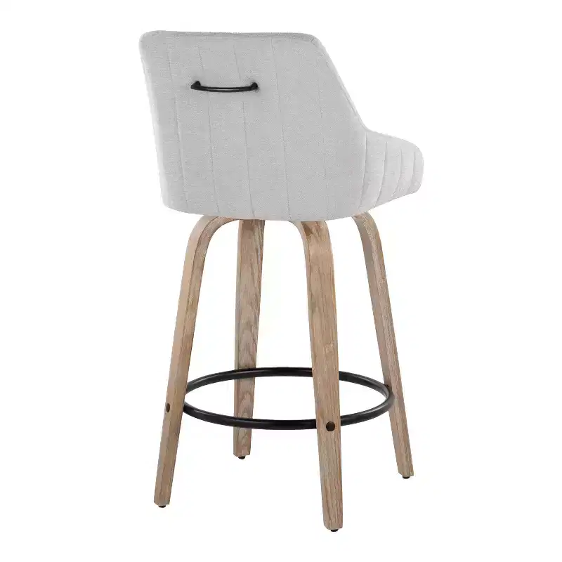 LumiSource Set of 2 Hannah Counter Height Barstools Whitewashed Wood