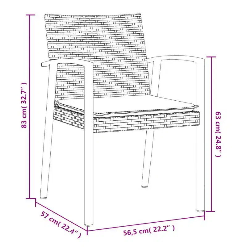 vidaXL Garden Chair Set of 6 Poly Rattan, Steel Medium Durable