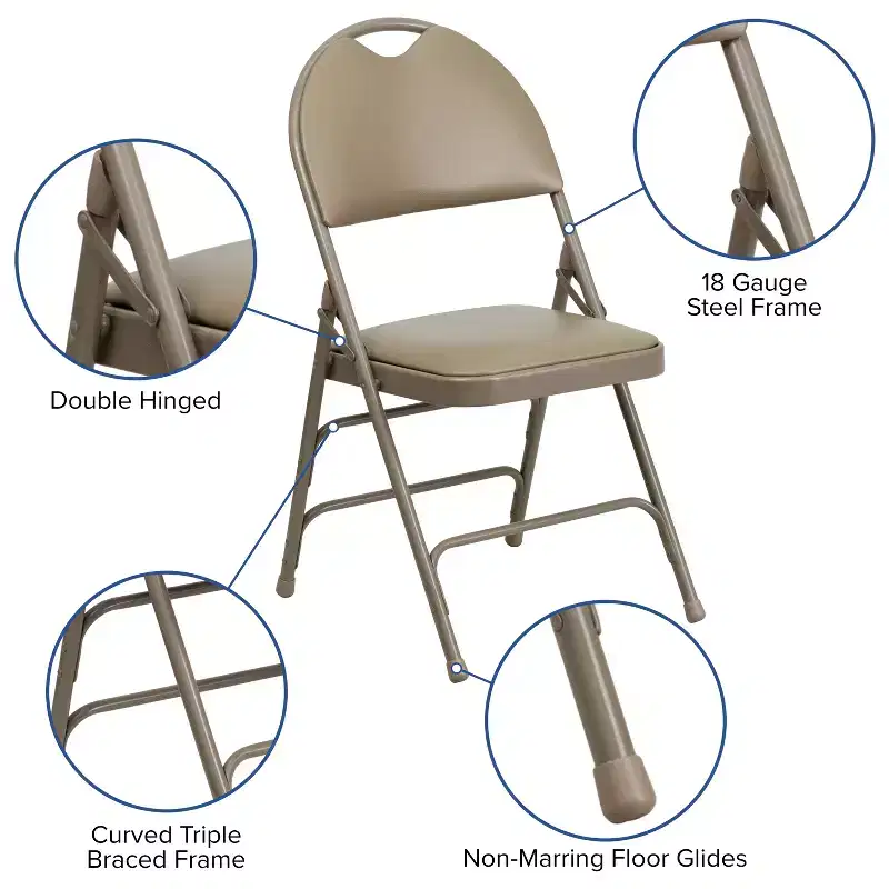 Emma and Oliver 2 Pack Home & Office Easy-Carry Party Events Padded Folding Chair