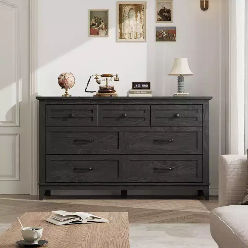 Garvee 7 Dresser for Bedroom, 54 Wide Drawer Dresser with Storage Freestanding, Wooden Closet Storage Chest for Living Room, Bedroom