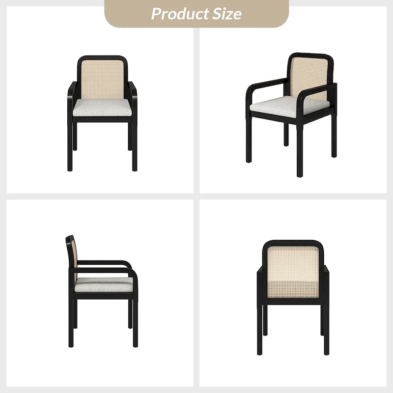 Antoine Modern Ratten Back Dining Chair with Removable Cushion Set of 6 by HULALA HOME