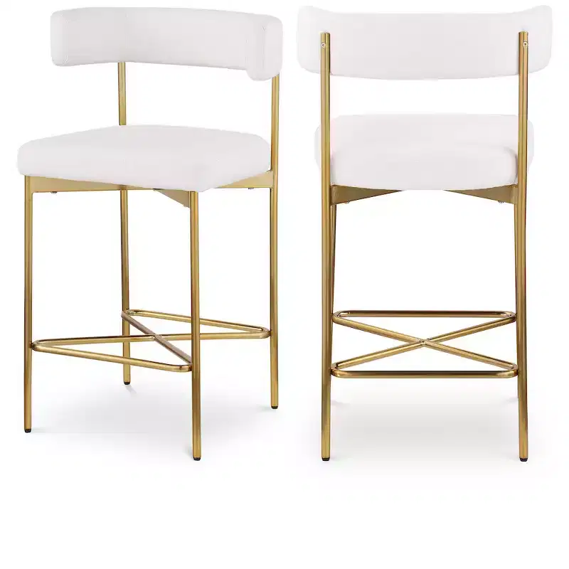 Meridian Furniture,Rivage Cream Durable Linen Textured Fabric Stool, Set of 2