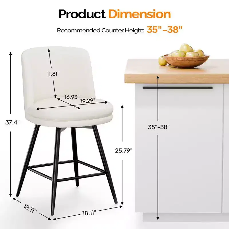 Karl Home Contemporary Bar Stool Swivel Feature, PU Leather & Durable Quality