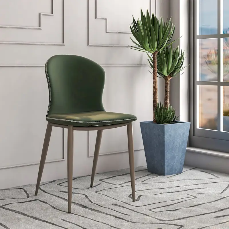 Mosaic Modern Upholstered Fabric Dining Chair with Metal Legs by LeisureMod