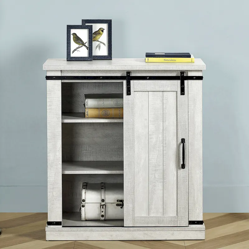 32 in. Sliding Barn Door Accent Cabinet Storage - 32 in Width