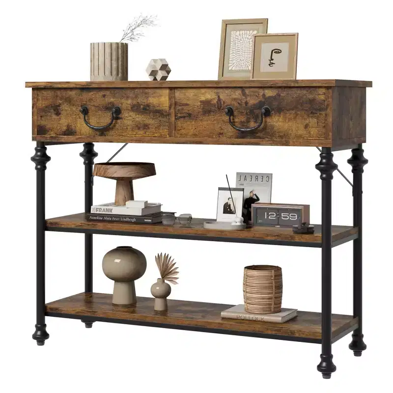 Console Table  2-Drawer Narrow Sofa Table (for Living Room/Entryway/Hallway)