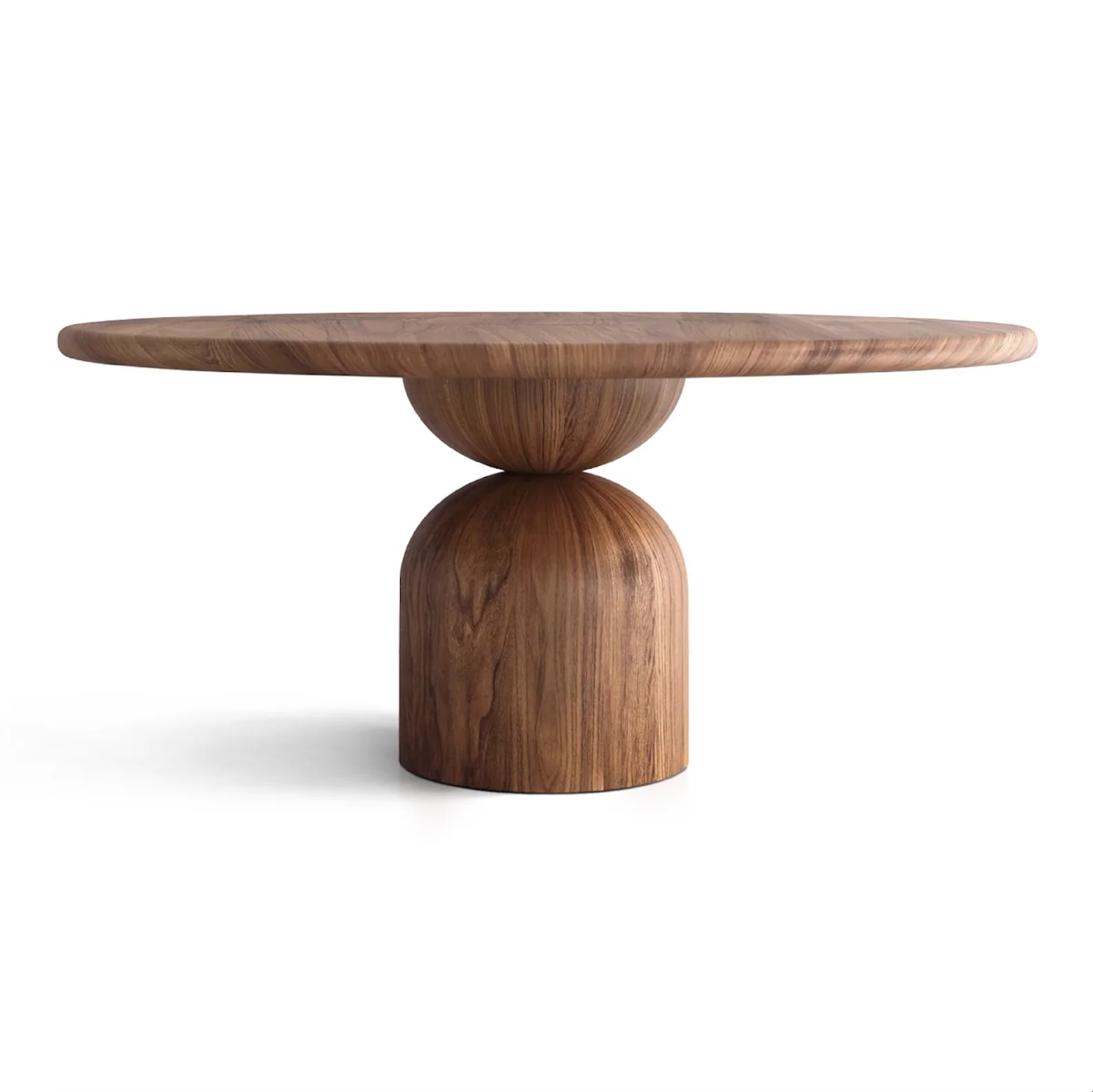 Round Walnut Dining Table - This luxurious round dining table - expertly handcrafted from premium solid European walnut - epitomizes