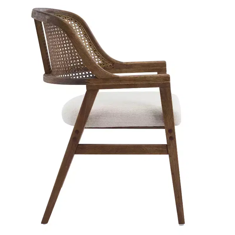 Christopher Knight Home Charlotte Mid-Century Modern Upholstered Dining Chairs with Natural Rattan Cane Back (Set of 2)