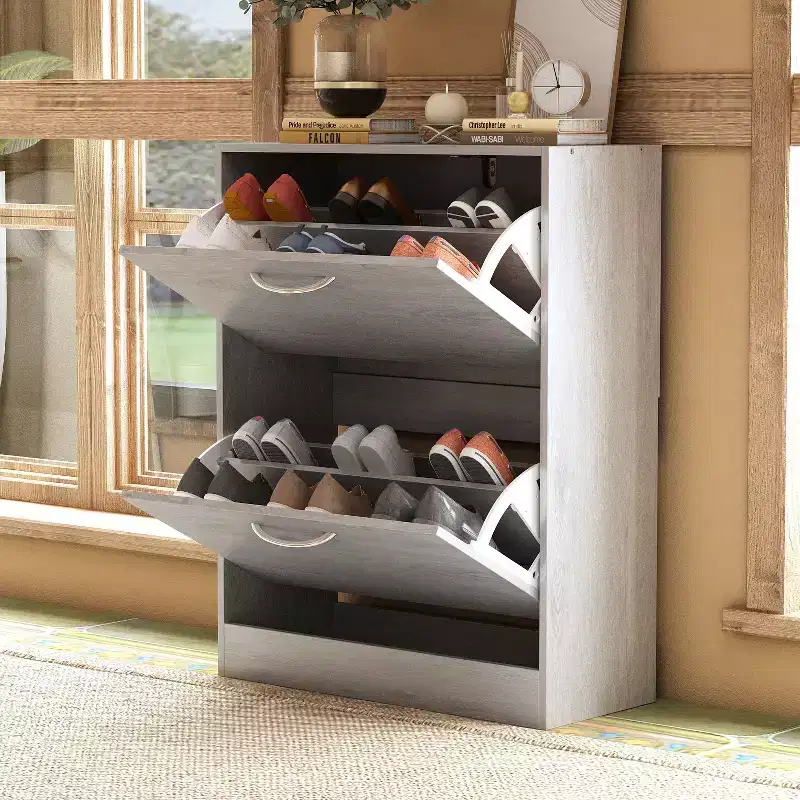 Famapy Gray Entryway Shoe Cabinet With Flipped Drawers