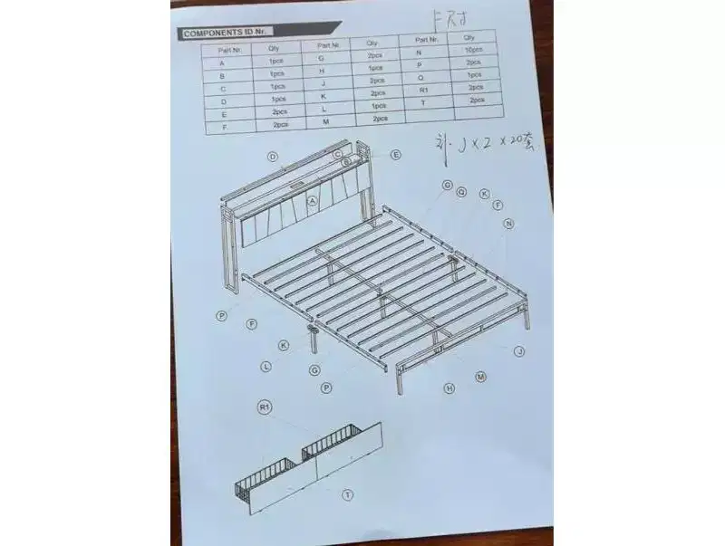 Platform Bed Frame with 2 Storage Drawers  Upholstered Headboard  Built-In Charging Station  Sturdy Metal Slats, No Box Seasonal Needed
