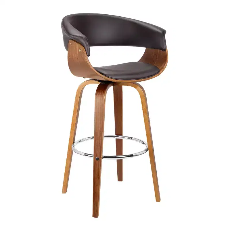 HomeRoots 27 Brown Faux Leather And Iron Swivel Low Back Counter Height Bar Chair