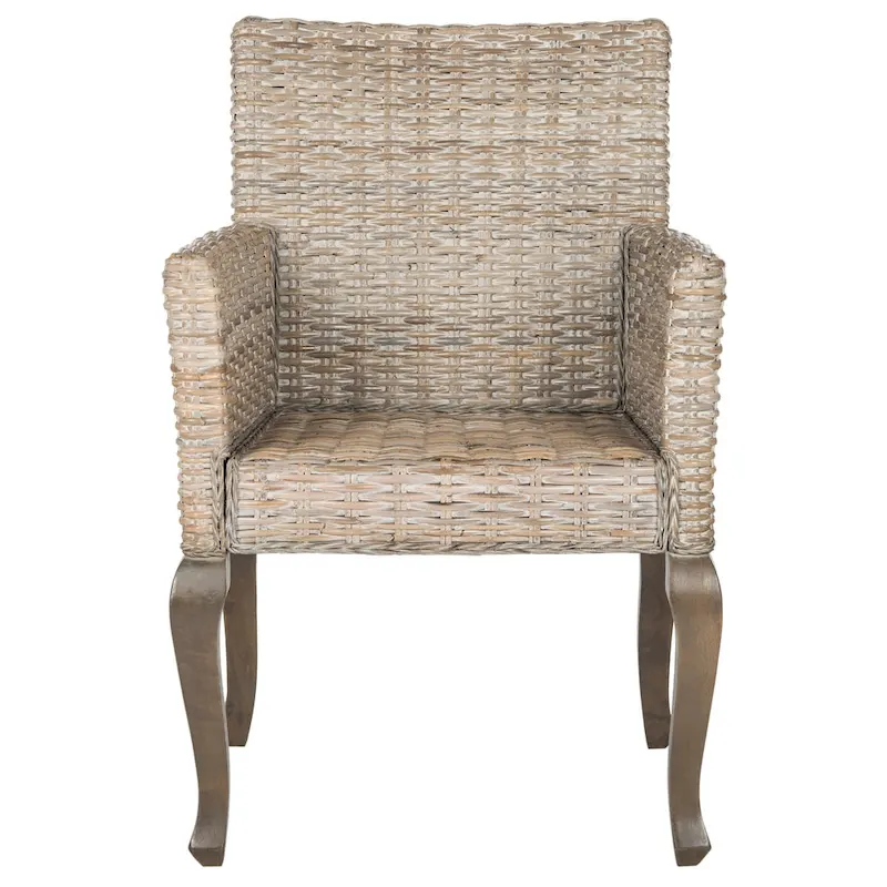 Rattan Woven Dining Chair with Arms, Set of 2