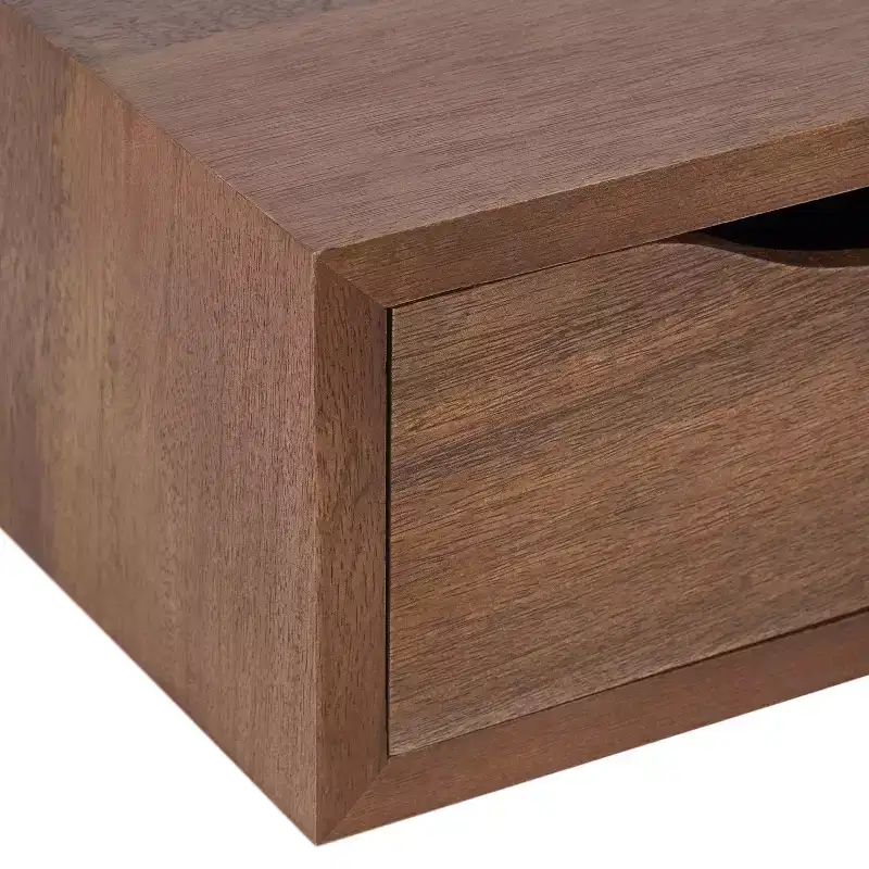 Kate and Laurel Hutton Rectangle Wood Floating Side Table, 22x10x5.5, Walnut Brown