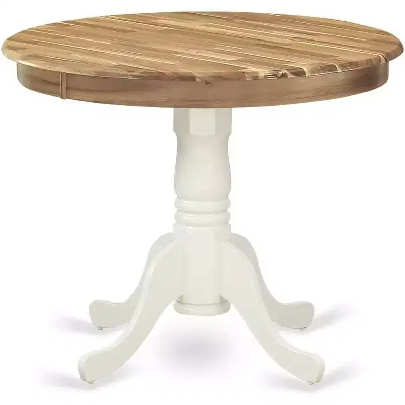 HomeStock Modern Round Table Table Top Surface and Asian Wood Dining Table Pedestal Legs