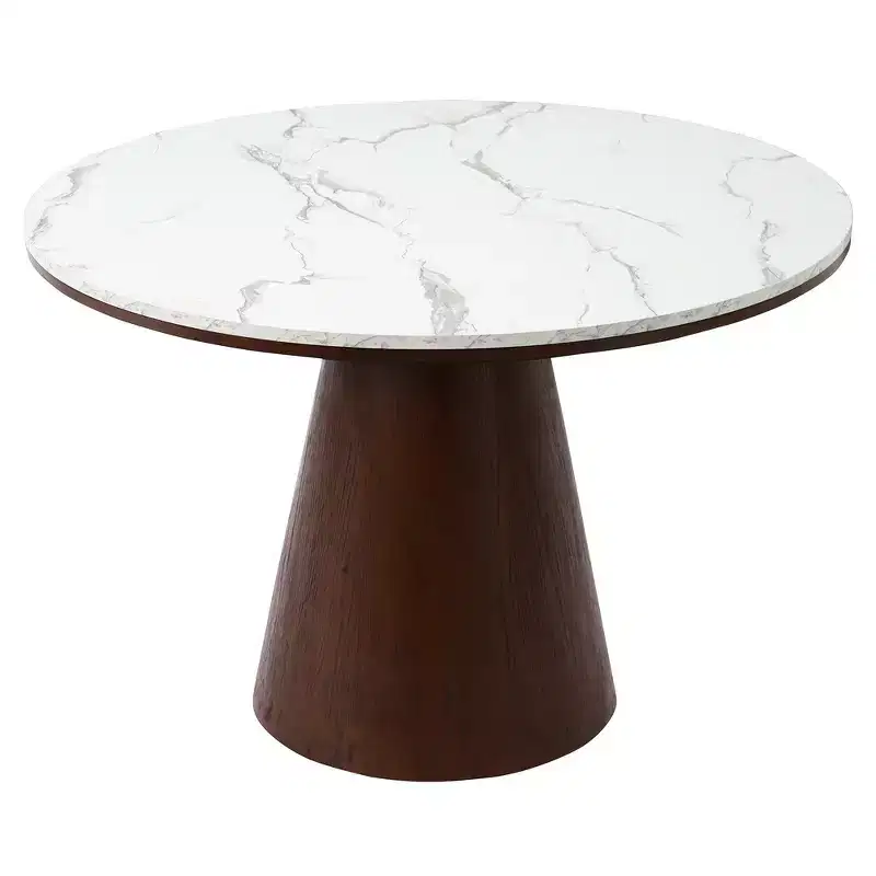 Whisen Retro Wood Top Frustum Pedestal Dining Table