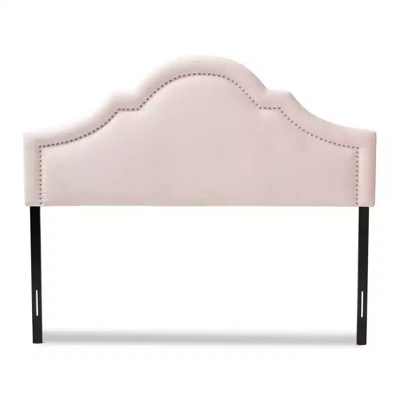 Velvet Upholstered Headboard - Light Pink, Mid-Century Modern