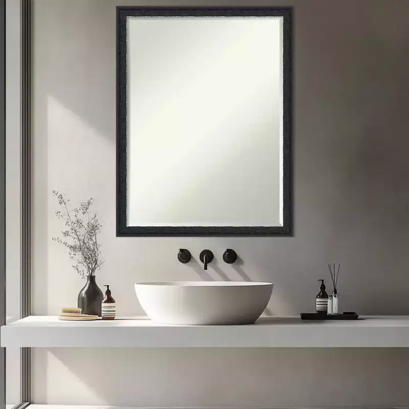 Half-Inch Bevel Wood Framed Bathroom Vanity Mirror