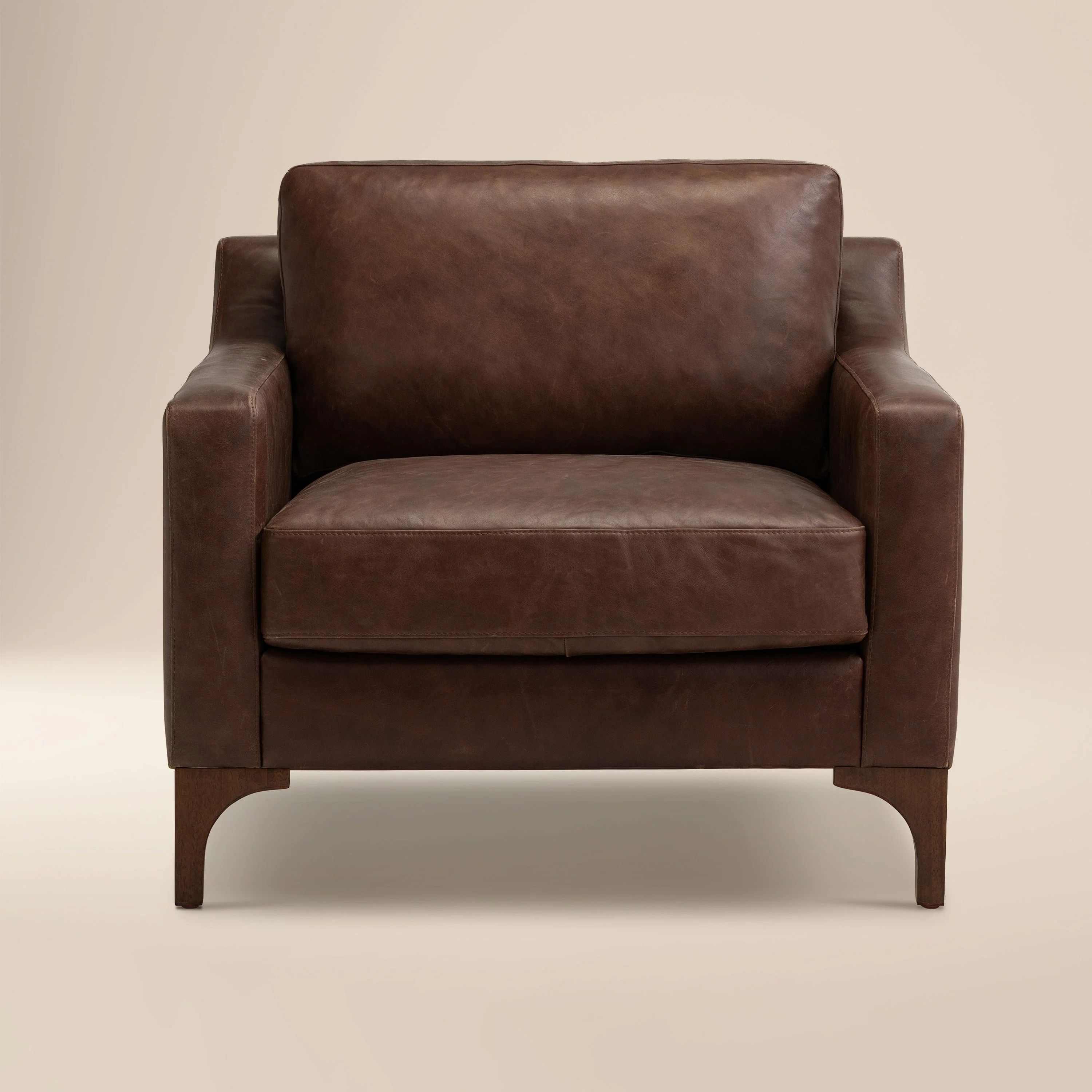 Modern Chocolate Brown Leather Lounge Chair with Kiln-Dried Wood Frame