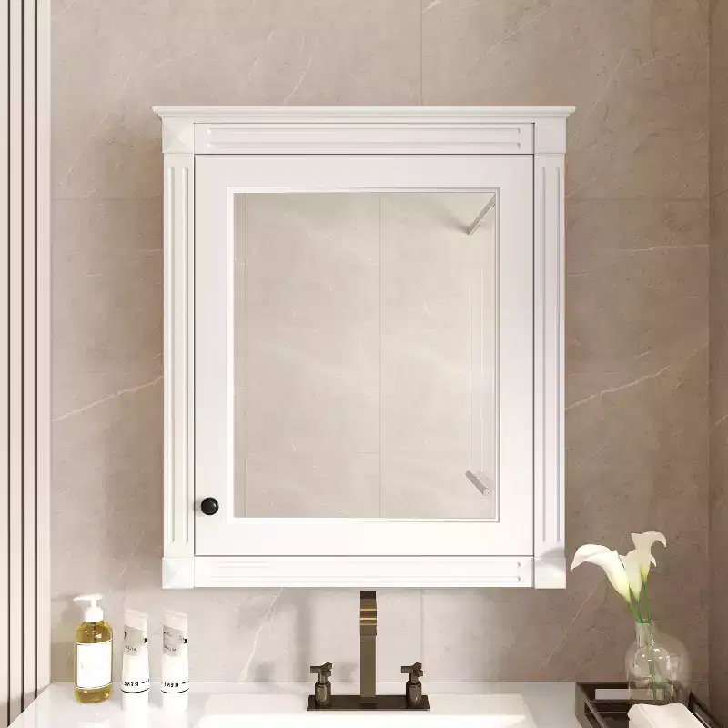 Okak Bathroom Storage Wall Cabinet with Mirror with Mirror, Medicine Cabinet with Height Adjustable Shelf, White