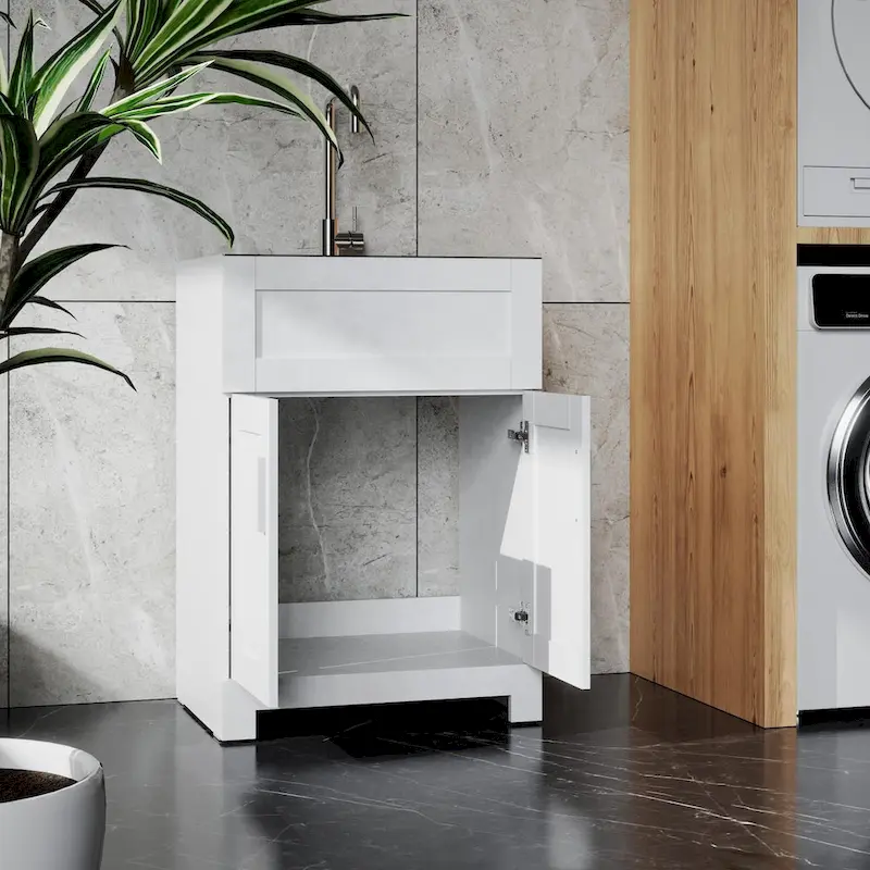 Bathroom Storage Cabinet with wash silver brushed sink