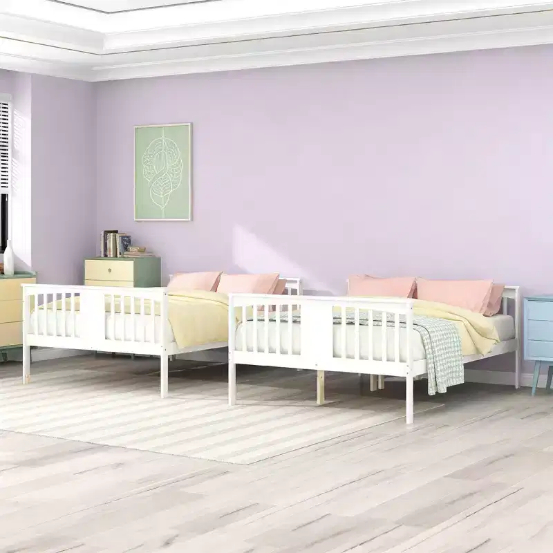 Modern Full over Full Wood Bunk Bed – Convertible into 2 Separate Beds