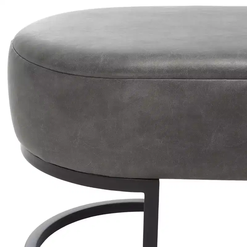 Oval Bench, Grey PU Leather Seat, Elegant Accent Seating - BCH6403
