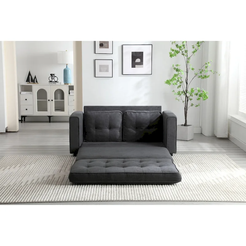 3 Fold Velvet Sofa,Convertible Sleeper Sofabed with Pull Out Couch Bed