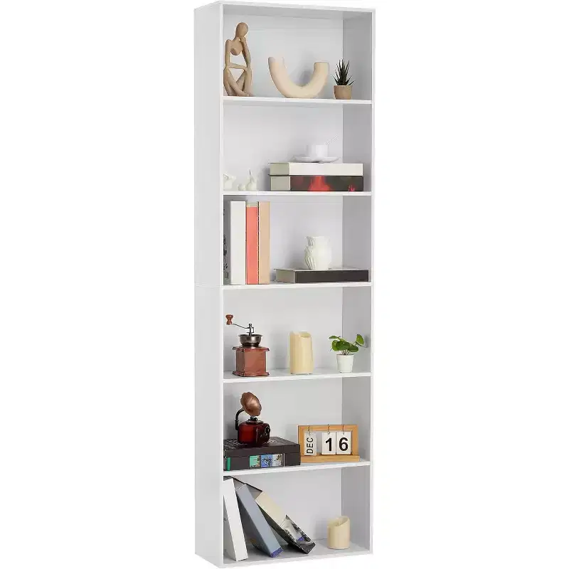 Industrial 6 Tier Bookcase, Tall Storage Shelf for Home Office, 71 Inch Modern Bookshelf for Living Room, Bedroom, Easy Assembly