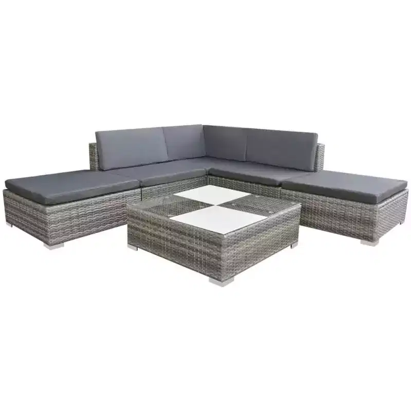 vidaXL Garden Furniture Set Grey PE Rattan Medium Modular