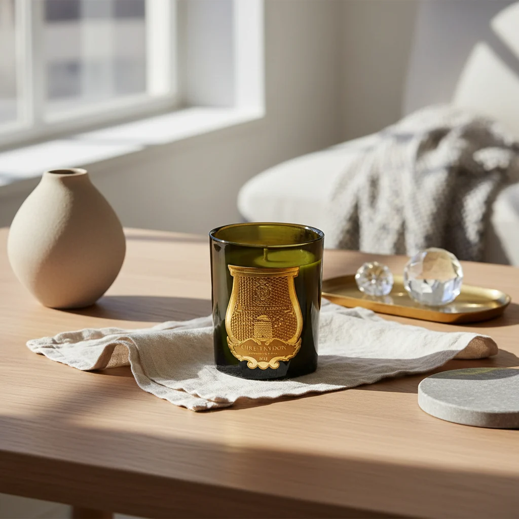 French-Inspired Glass Candle with Lemon Fig Cedarwood Lavender Scent for Living Room & Bedroom