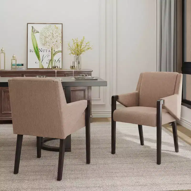 Christopher Knight Home Nattapong Modern Rubberwood Linen Upholstered Dining Chairs (Set of 2)