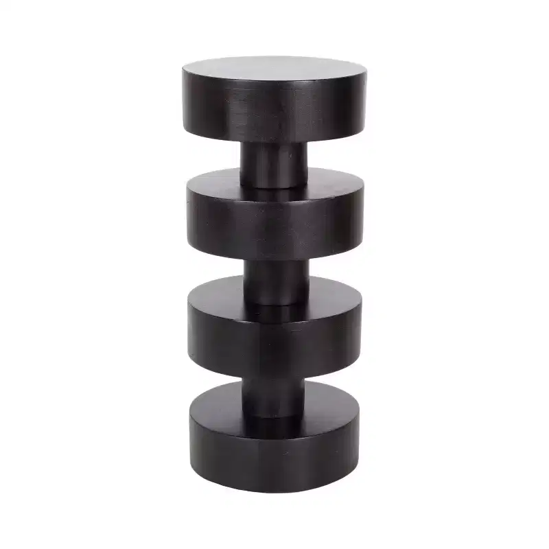 Kate and Laurel Omar Round Drink Table, Black, 9x9x20