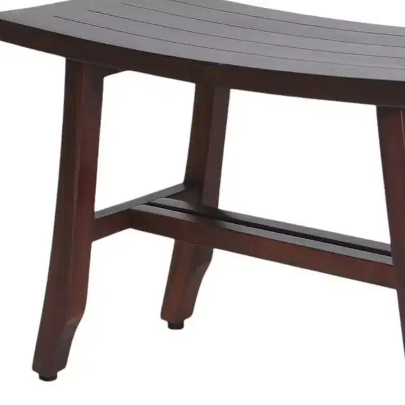 HomeRoots 24 Dark Brown Solid Teak Wood Shower Bench
