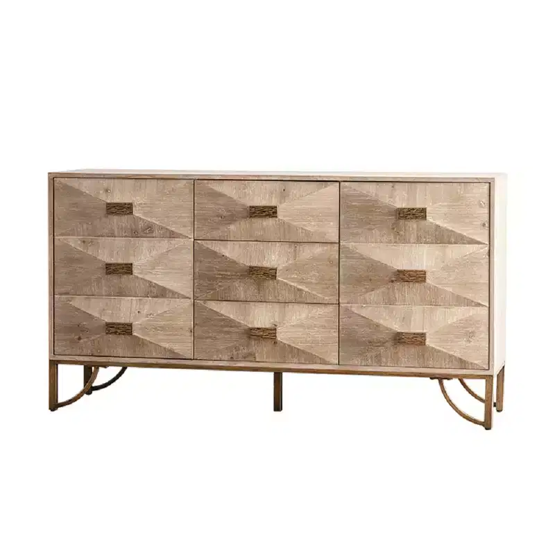 Modern 9 Drawers Dresser, Light Wood Chests of Drawers, TV Stand for Bedroom, Living Room, Hallway