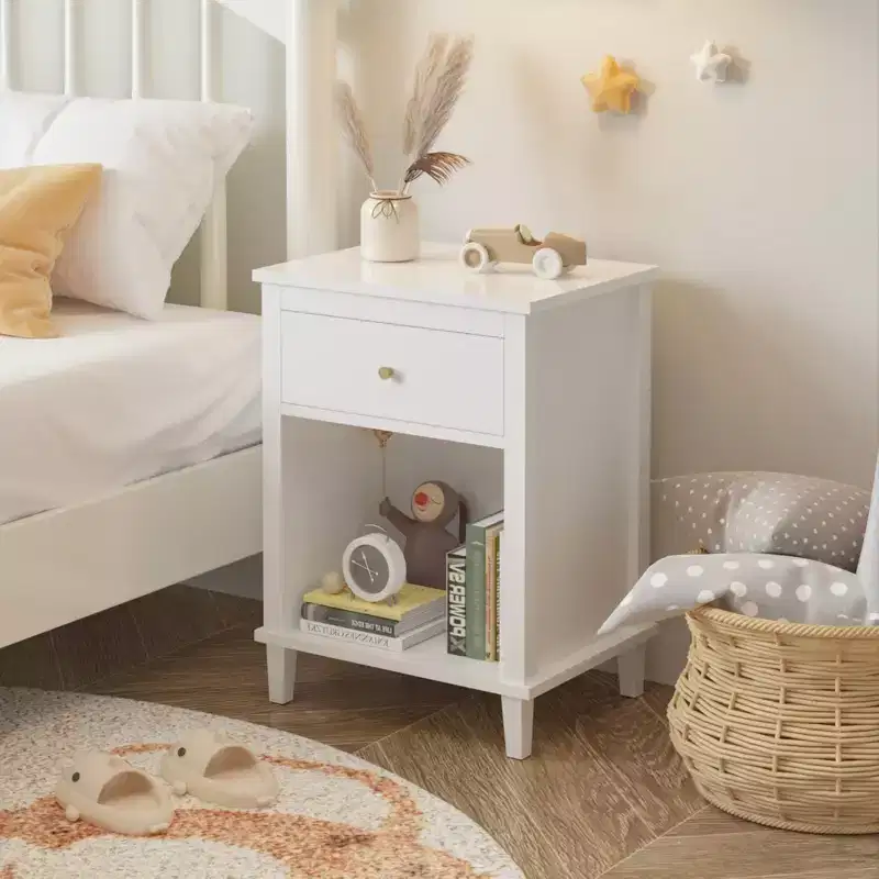 Whisen 26.77''H Wooden Nightstand with One Drawer One Shelf for Kids & Adults