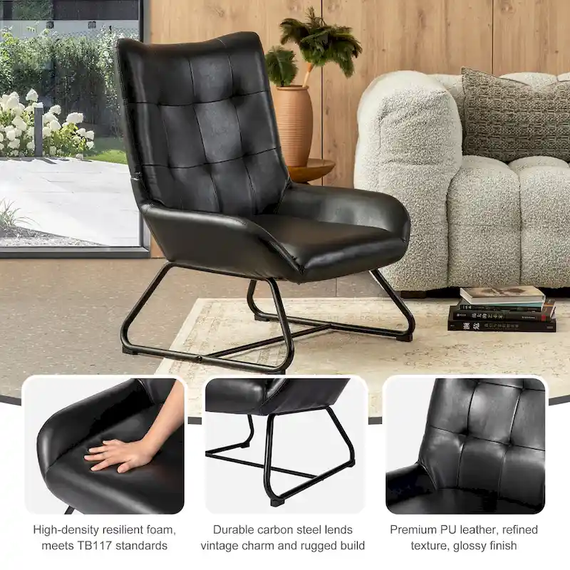 Set of 2 Wingback Accent Chairs with Metal Legs, 35.5