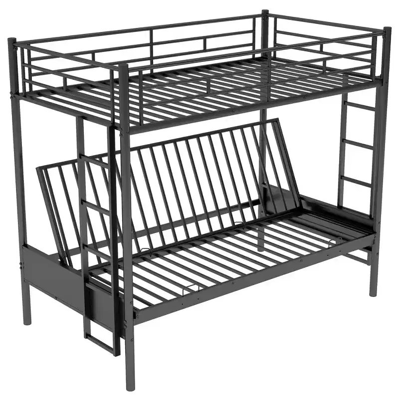 Metal Twin over Full Bunk Bed with Adjustable Lower Bunk 72''H x 78''W x 41.4''D