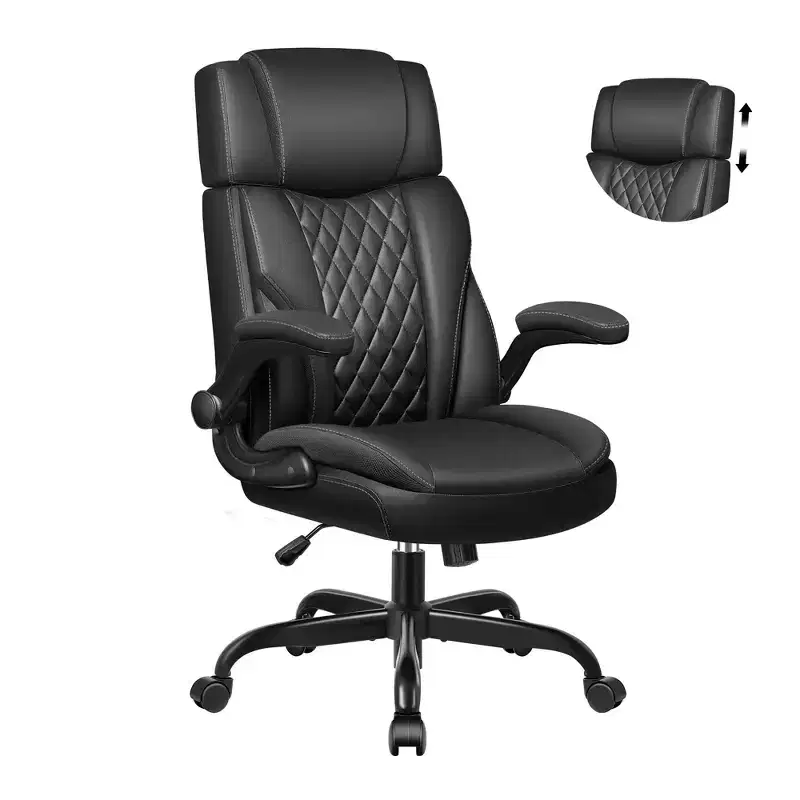 KERDOM Executive Leather Office Chair, Ergonomic Office Chair High Back Lumbar Support with Padded Armrests